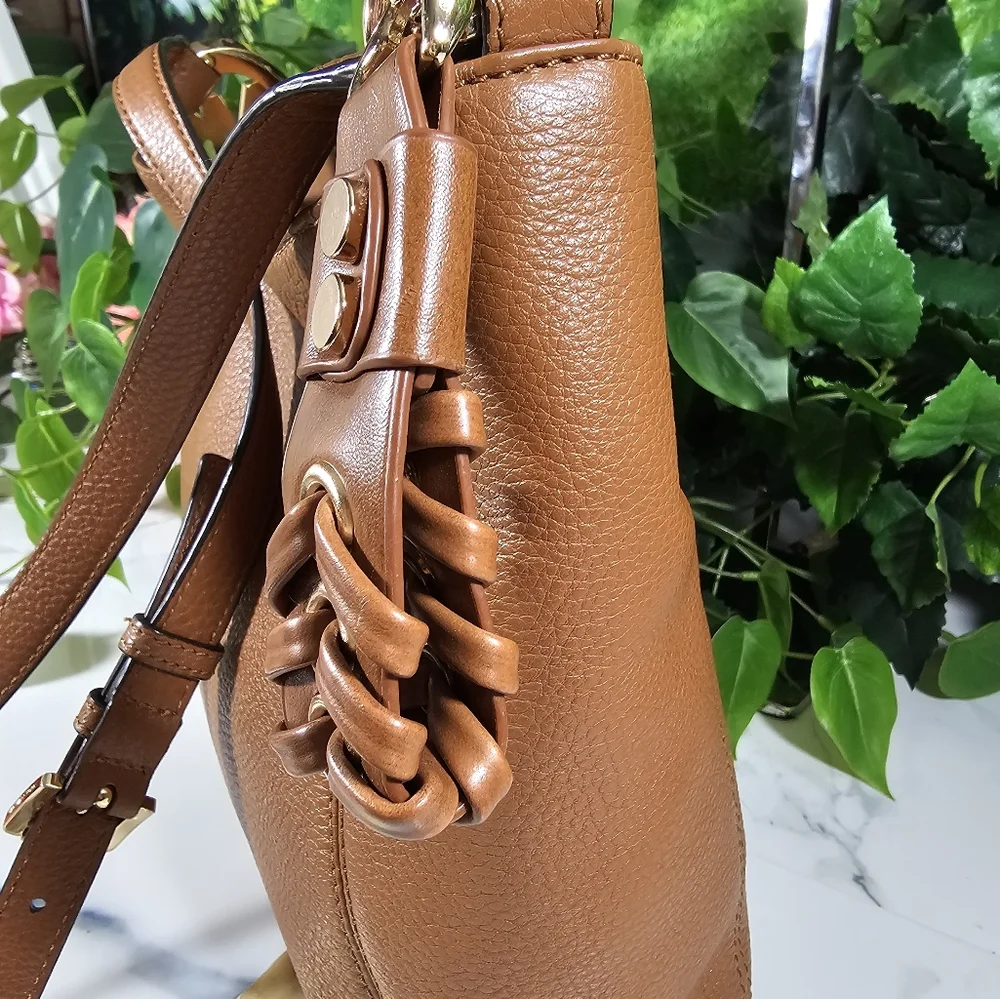 MICHAEL KORS Fulton Purse Genuine Leather Crossbody Bag Tan MK - Picture 7 of 14